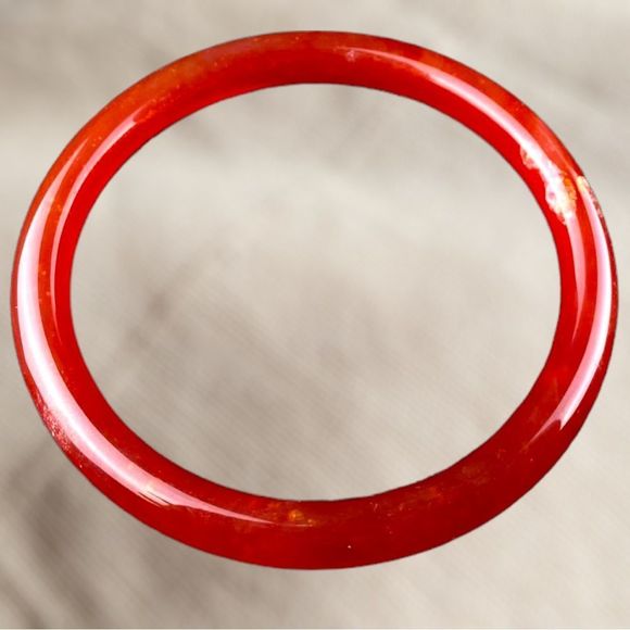 Vintage Chinese Natural Red Agate Bangle Bracelets - Picture 4 of 9